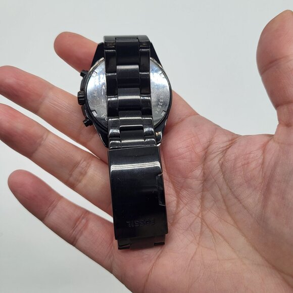 FOSSIL Women's Decker Watch Black Rhinestone Gold Tone - Picture 7 of 13